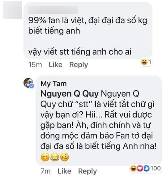Đăng ảnh kèm chú thích tiếng Anh: 