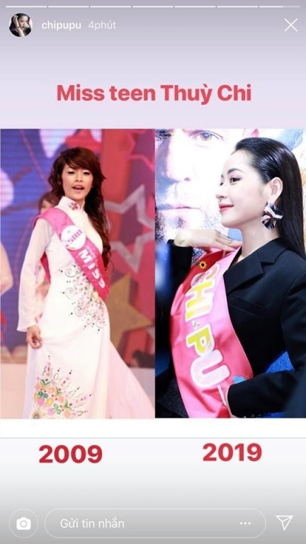 Chi Phu khoe ảnh thi Miss cách đây 10 năm. Cô được khen ngày càng xinh đẹp, mặn mà. 