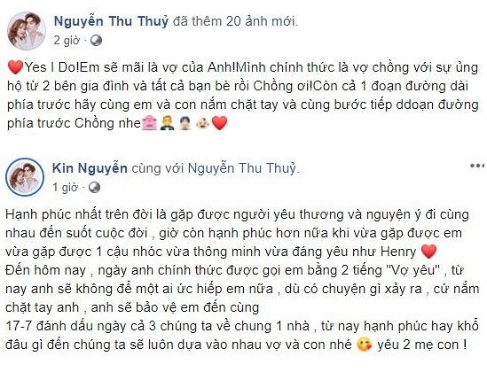 Thu Thủy và chồng trẻ trao cho nhau những lời ngọt ngào, ngôn tình sau đám cưới.