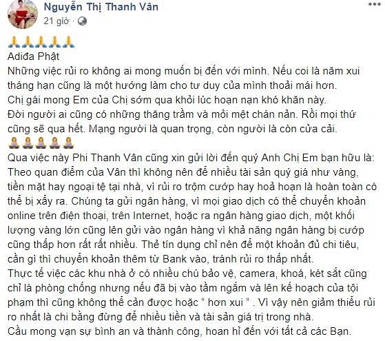 Phi Thanh Vân động viên Nhật Kim Anh sau khi bị trộm đột nhập lấy đi 5 tỷ đồng.