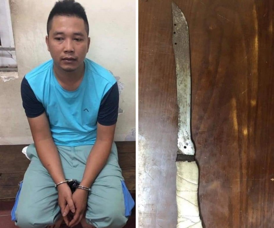 Đối tượng Bành Quốc Huy cùng tang vật gây án