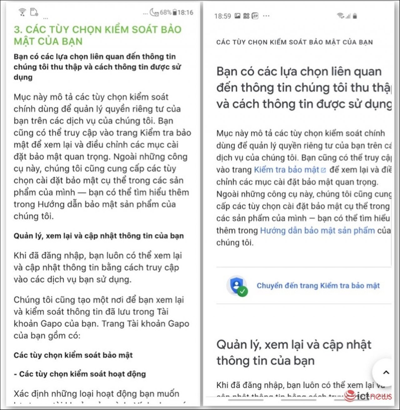 Mạng xã hội Gapo bị tố sao chép chính sách bảo mật của Goole giống từng chữ.
