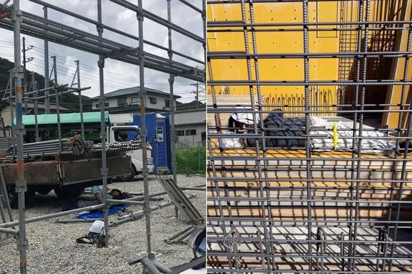 Hay là nằm ngủ ngay dưới trời nắng, bên cạnh đống vật liệu ngổn ngang thế này đây.
