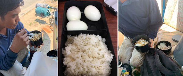 Bữa cơm với đôi hạt lạc và quả trứng trong thời tiết nắng nóng lại nghiễm nhiên trở thành cao lương mỹ vị, lấp đầy dạ dày đang kêu ục ục của người lao động.