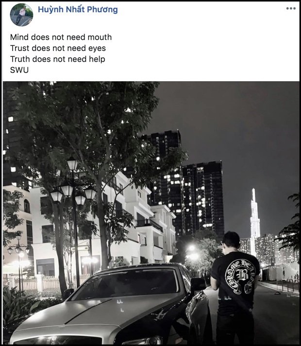 Chồng Thu Thủy đăng ảnh đen trắng kèm chú thích đầy ẩn ý sau sự việc bị cho là ngược đãi con riêng của vợ (Tạm dịch: Tâm không cần miệng. Lòng tin không cần mắt. Sự thật không cần giúp đỡ).