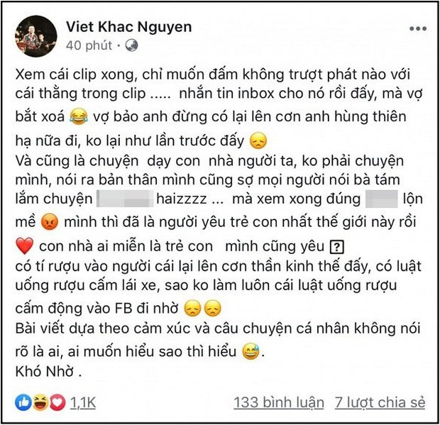Bài đăng gây chú ý trước đó của Khắc Việt. 