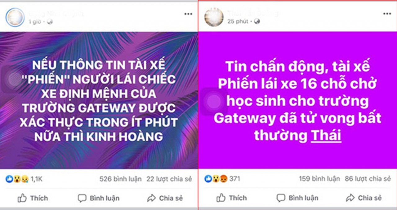 Nhiều Facebooker tung tin đồn về tài xế ô tô đưa đón Trường Gateway.