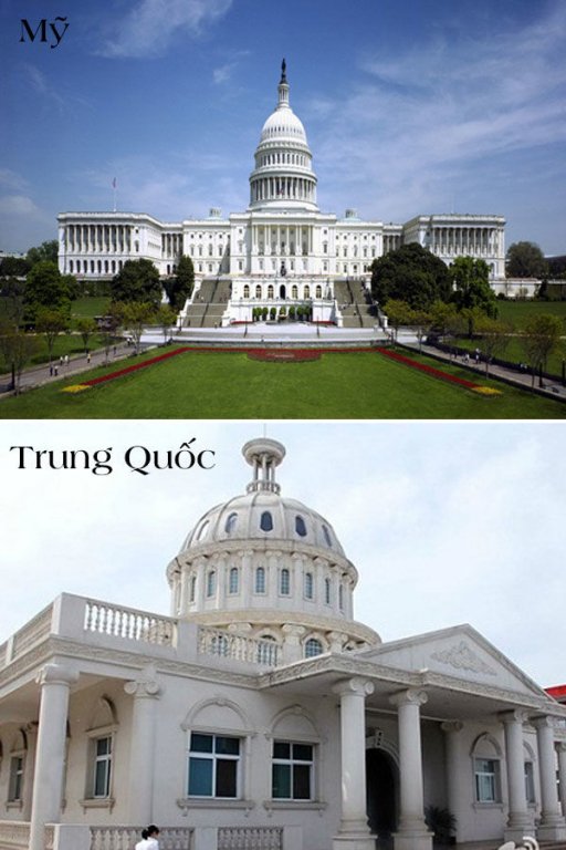 Nhà Trắng của Mỹ cũng không thoát khỏi tình trạng đạo nhái. Nhà Trắng này được xây dựng vào năm 2013 tại thành phố Thiệu Hưng, tỉnh Chiết Giang nhưng tới năm 2014, nó đã bị phá bỏ sau khi chính quyền địa phương nhận định công trình xa hoa này vi phạm quy hoạch.