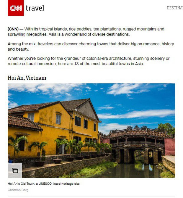 HOT: Hội An lại được CNN vinh danh khi đứng đầu trong top 14 thành phố đẹp nhất châu Á