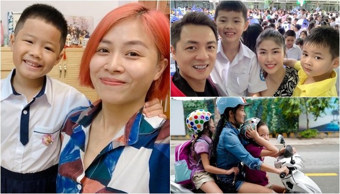 Nhiều sao Việt như MC Hoàng Linh, diva Hồng Nhung, vợ chồng Đăng Khôi... khoe ảnh đưa con tới trường nhân ngày khai giảng.