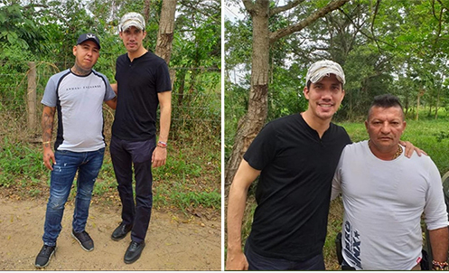 Guaido chụp cùng cùng hai người nghi là trùm ma túy Colombia.