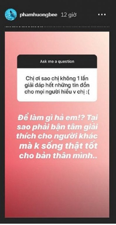 Phạm Hương trả lời thắc mắc việc tại sao không giải thích tin đồn sang Mỹ sinh con bấy lâu nay.