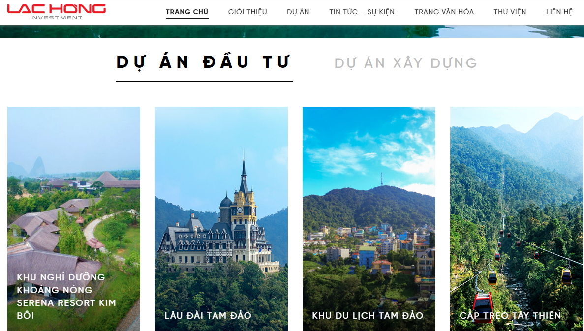 Các dự án được Công ty CP đầu tư Lạc Hồng giới thiệu trên website. (Ảnh chụp màn hình).