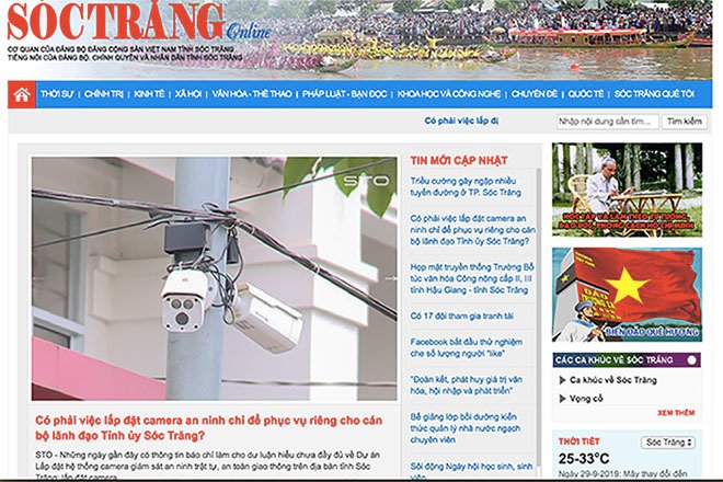 Báo Sóc Trăng lý giải nguyên do tỉnh này chi gần 1 tỷ đồng để lắp camera ở nhà riêng lãnh đạo Ban Thường vụ Tỉnh ủy. (Ảnh: Chụp màn hình).
