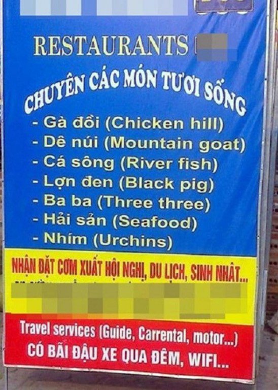 Những menu đồ ăn theo kiểu 