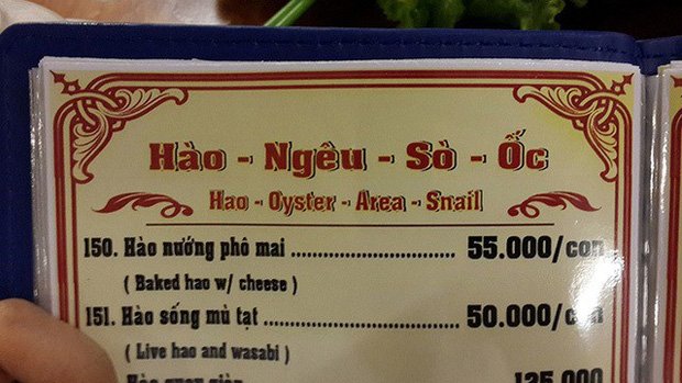 Những menu đồ ăn theo kiểu 