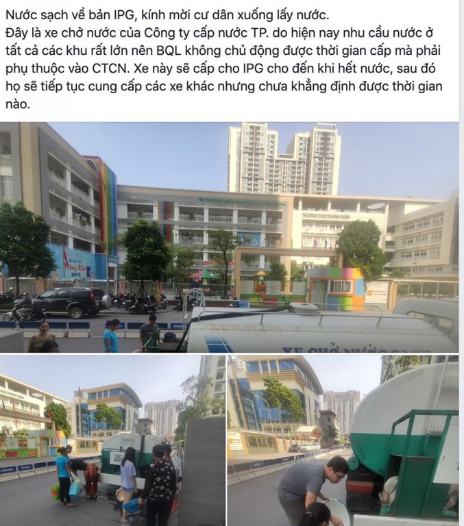 Nhiều người đang đi làm thì nhận được thông báo xuống lấy nước sạch.