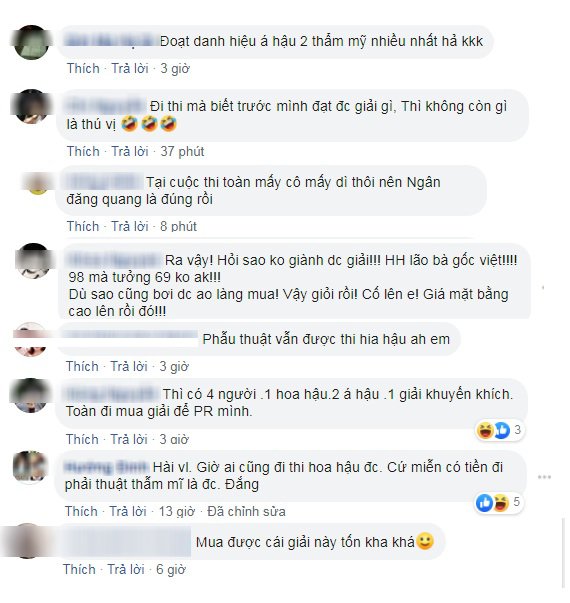 Cư dân mạng phản ứng trước việc hotgirl sinh năm 1998 đạt giải cao cuộc thi nhan sắc. 