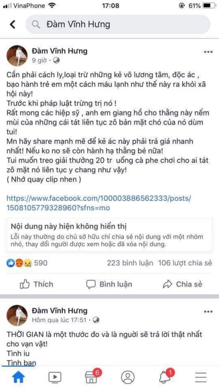 Nghệ sĩ nói về vụ Đàm Vĩnh Hưng: 'Không thể thích đánh người là đánh'
