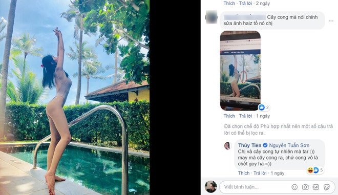 Thủy Tiên đáp trả khi bị chê sửa ảnh đến cong cả cây.