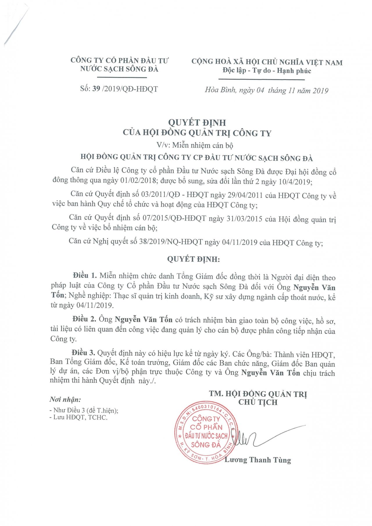 nuoc-sach-song-da-mien-nhiem-chuc-vu-tong-giam-doc-voi-ong-nguyen-van-ton