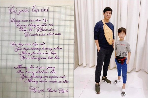 Lý Hải khoe con trai cả Rio viết chữ đẹp như in.