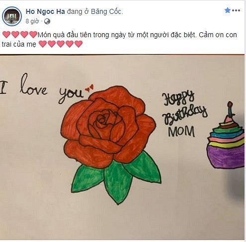 Hồ Ngọc Hà khoe món quà sinh nhật từ con trai. 