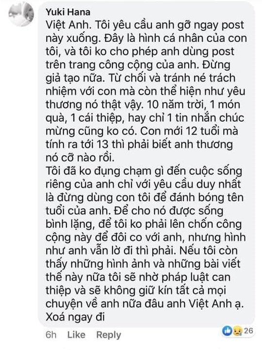 Nguyên văn lời tố cáo của vợ cũ Việt Anh