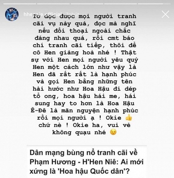 Hoa hậu H'Hen Niê lên tiếng trước tranh cãi