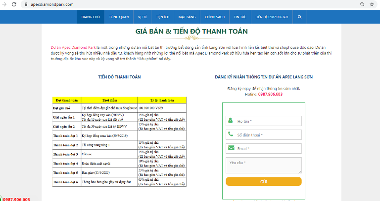Dự án chưa có giấy phép thi công đang giao bán rầm rộ trên mạng. (Ảnh: Chụp màn hình).
