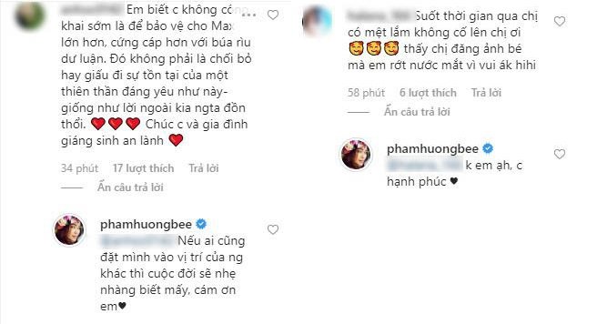 Phạm Hương bình thản trả lời fans hâm mộ. 