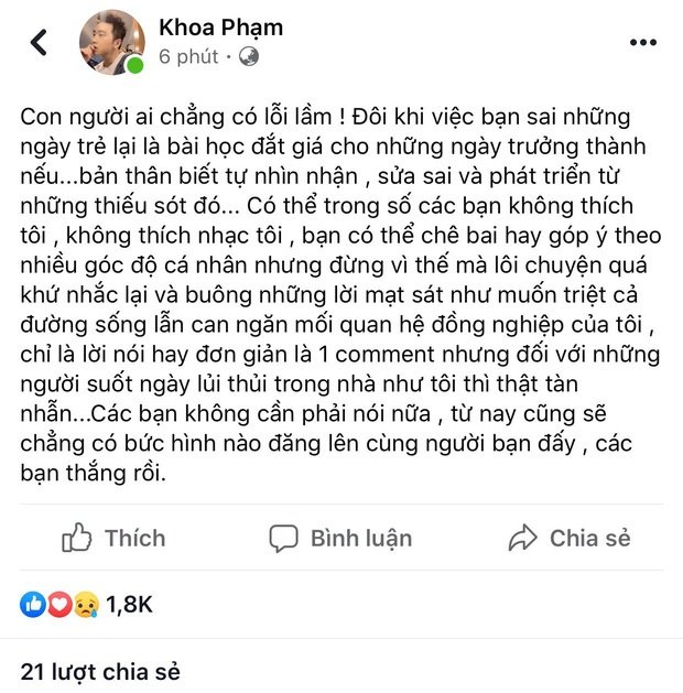 Nguyên văn chia sẻ của Karik