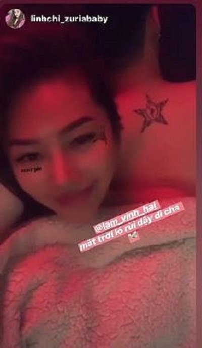 Linh Chi vô tư đăng khoảnh khắc gợi cảm trên giường với Lâm Vinh Hải.