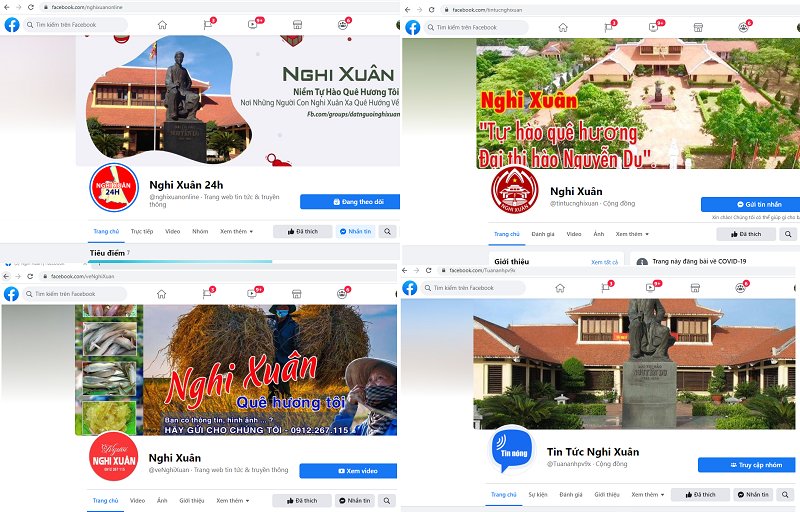 Một số trang Facebook đã được Công an huyện Nghi Xuân liệt kê và cảnh báo người dân nên thận trọng khi tiếp cận thông tin.