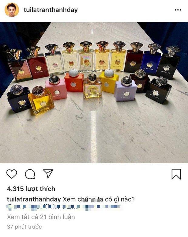 Trấn Thành khoe mới tậu thêm gần 20 lọ nước hoa toàn hàng hiệu đắt tiền