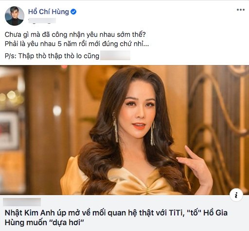Hồ Gia Hùng tiết lộ Nhật Kim Anh và TiTi đã hẹn hò 5 năm