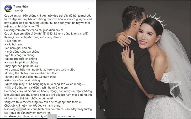 Bị chê không xứng với chồng Việt kiều, Trang Trần gạch 14 đầu dòng chát chúa đáp trả