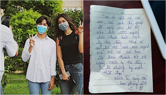 Minh Tú hoàn thành 14 ngày cách ly, viết thư tay cảm ơn các đội ngũ y bác sĩ