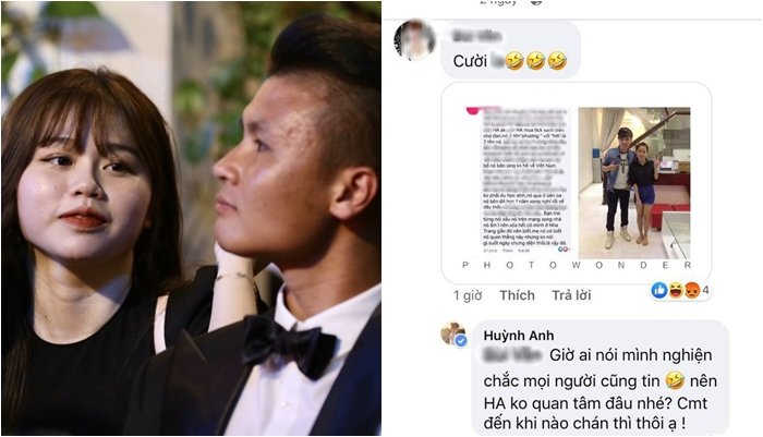 Bạn gái Quang Hải bị 'bóc phốt' xuất thân phức tạp, du học sinh Singapore chỉ là 'cái mác'. Theo 1 tài khoản Facebook, Huỳnh Anh có gia cảnh rất phức tạp, cô nàng cũng không phải du học sinh mà chỉ sang Singapore cùng bố rồi chỉ học được 1 năm là nghỉ và trở về Việt Nam