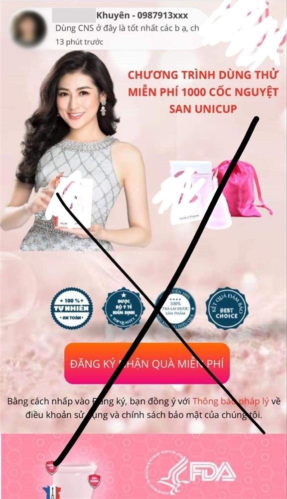 Á hậu Tú Anh bị shop online lợi dụng hình ảnh bán cốc nguyệt san