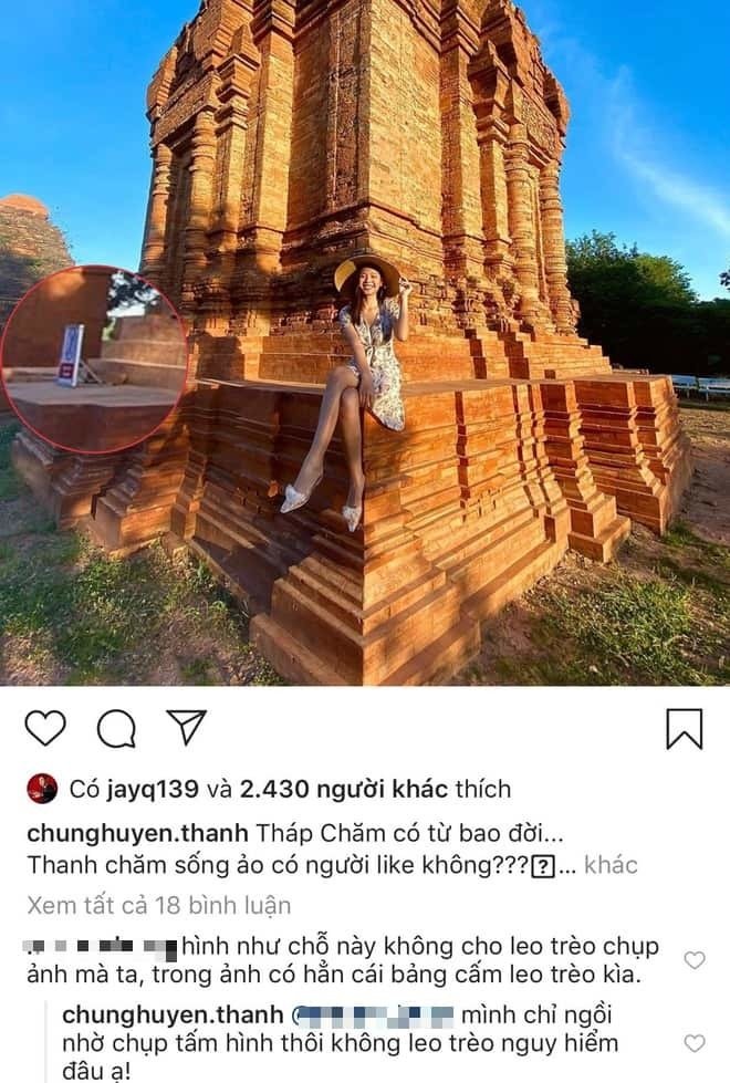 Chúng Huyền Thanh bị nhắc nhở ngồi lên tháp chụp hình dù có biển cấm