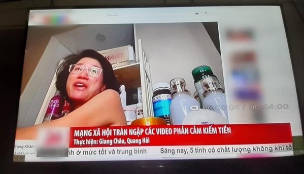 Trang Trần cười cợt, khoái chí khi hình ảnh chửi bậy lên truyền hình VTV với chủ đề Mạng xã hội tràn ngập các video phản cảm kiếm tiền: “Hôm nay tự dung được nổi tiếng. Tôi tưởng đăng hình gì hoá ra đăng ảnh tôi chửi bậy. Ta nói hoan hỉ. Bọn anti-fan chắc vui lắm. Cái số thị phi. Chứng tỏ mình còn hot lắm. Thảo nào lắm đơn”