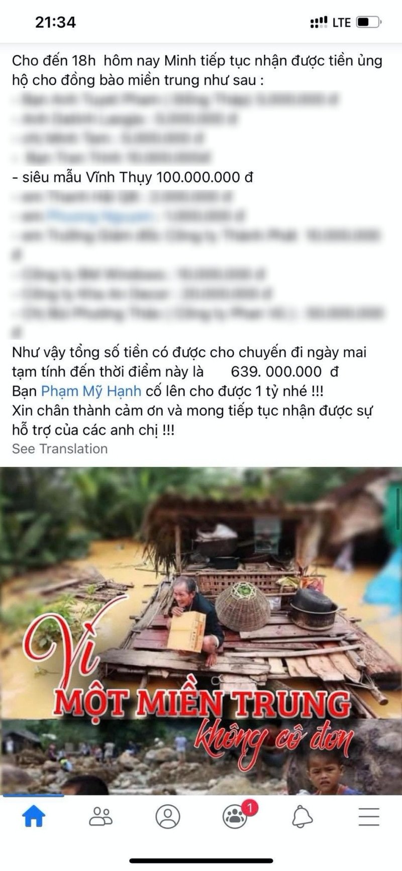 Vĩnh Thụy âm thầm ủng hộ miền Trung 100 triệu đồng, đến Huế trao quà tận tay cho bà con