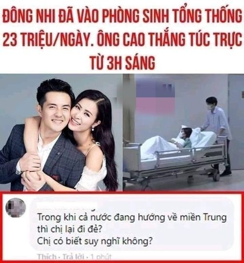 Cộng đồng mạng bất bình khi Đông Nhi bị chỉ trích vì đẻ giữa mùa lũ