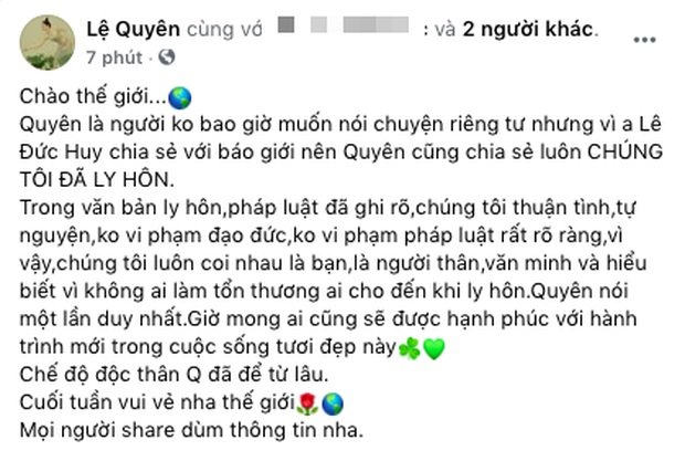 Lệ Quyên chính thức xác nhận đã ly hôn đại gia sau 10 năm
