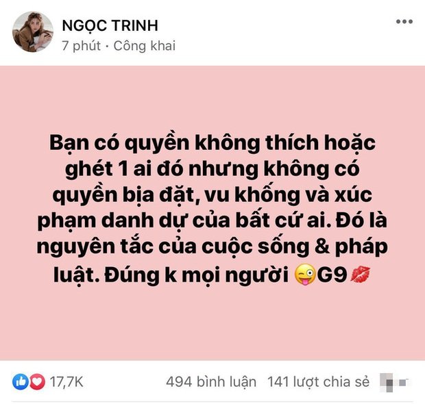 Ngọc Trinh bất ngờ nêu quan điểm gây chú ý giữa lùm xùm bạn thân Hương Giang và antifan đối đầu