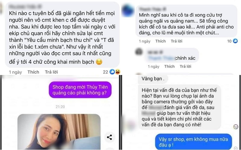 Antifan công kích Thủy Tiên và nhãn hàng cô quảng cáo
