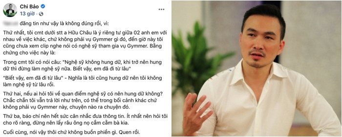 Chi Bảo lên tiếng giải thích rõ về phát ngôn 