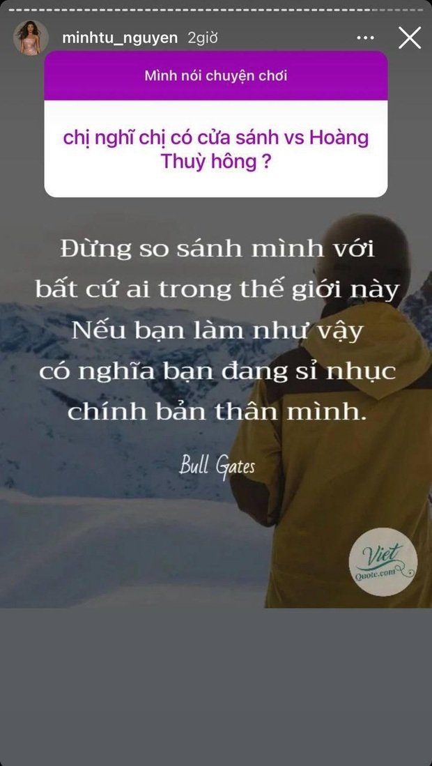 Minh Tú đáp trả khi bị hỏi về việc so sánh với Hoàng Thùy