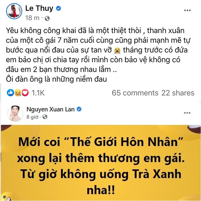 Sơn Tùng - Thiều Bảo Trâm bị nghi chia tay, dàn sao Việt như Lê Thúy, Xuân Lan, Hoa hậu Diễm Hương, diễn viên Ngọc Lan... xót xa nữ chính